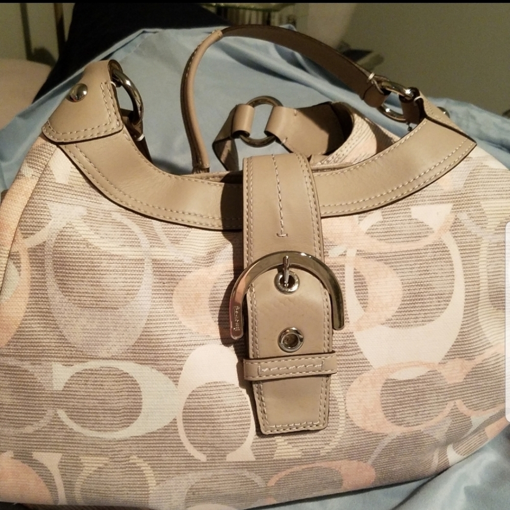 Coach Peach and Grey Hobo Purse